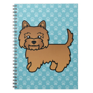 Caderno Espiral Red Cairn Terrier Cartoon Dog Ilustração Azul