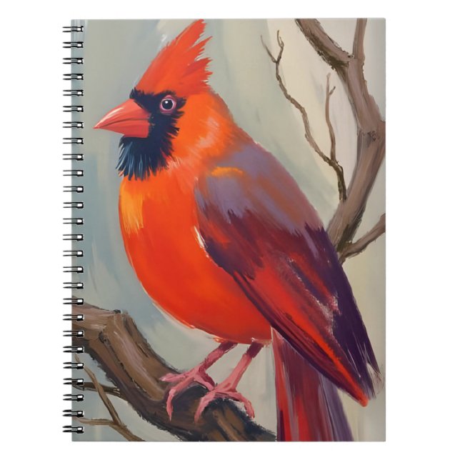 Caderno Espiral Red Cardinal Watercolor Painting (Frente)