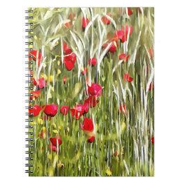 Caderno Espiral Red Corn Poppies Arte Realista