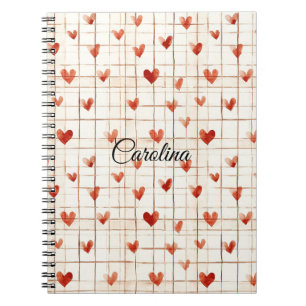 Caderno Espiral Red Cream Hearts Abstrato