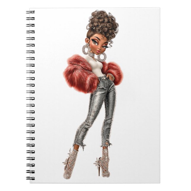Caderno Espiral Red Fur Glam Girl Spiral Photo Notebook (Frente)
