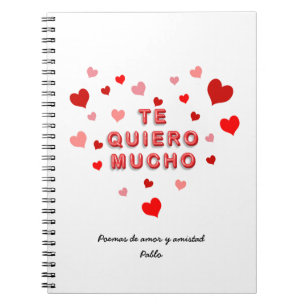 Caderno Espiral Red Heart Confetti Te Quiero Mucho 3d Letters