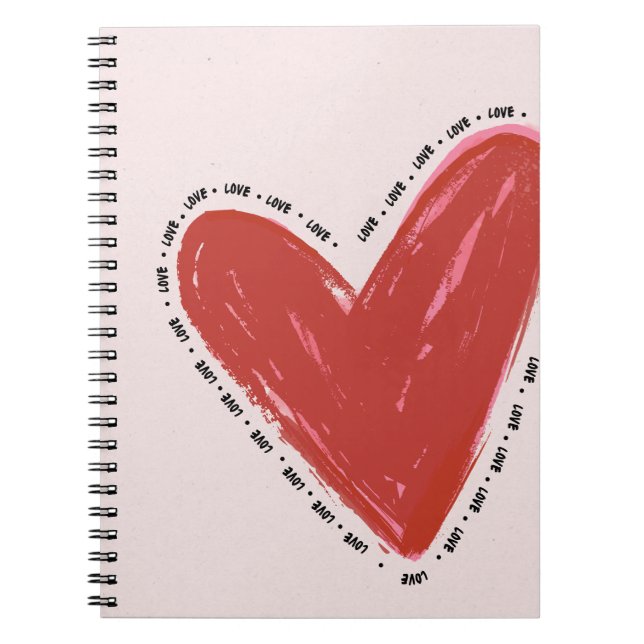 Caderno Espiral Red Heart Love You Pattern Notebook (Frente)