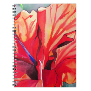 Caderno Espiral Red Hibiscus (flor tropical aquarela)