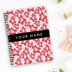 Caderno Espiral Red Hibiscus, Flores Vermelhas, Seu Nome