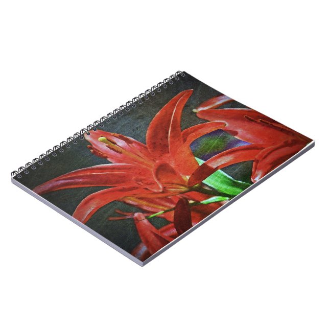 Caderno Espiral Red Lily Texturizada por Shirley Taylor (Left Side)