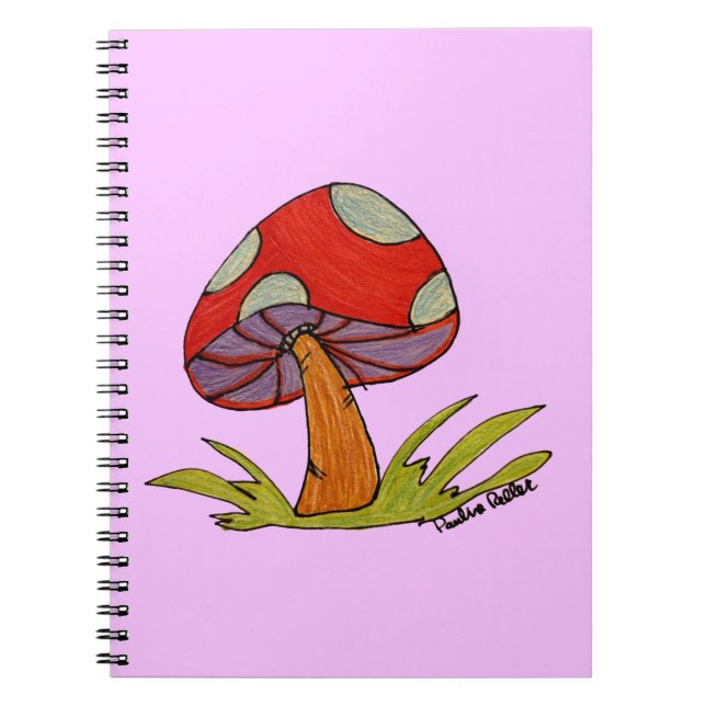 Caderno Espiral Red Mushroom with purple background (Frente)