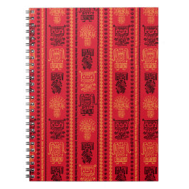 Caderno Espiral Red Native Patterno Étnico Tribe Boho Cultura