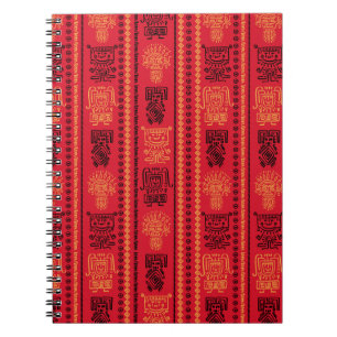 Caderno Espiral Red Native Patterno Étnico Tribe Boho Cultura