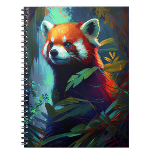 Caderno Espiral Red Panda Animal Retrato Pintura Floresta Selvagem