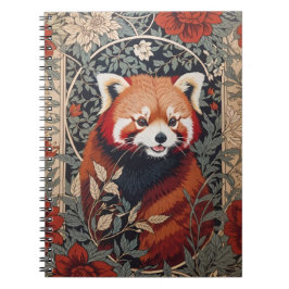Caderno Espiral Red Panda Elegante William Morris Inspirou Floral