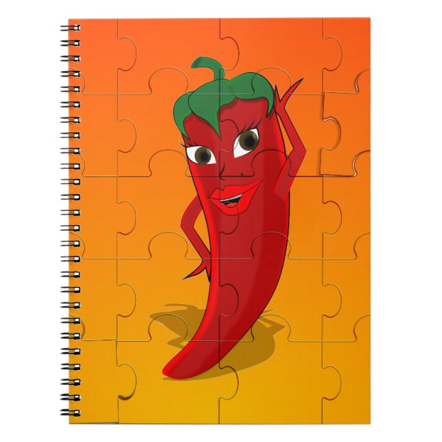 Caderno Espiral Red Pepper Diva Jigsee Quebra-cabeça (Frente)