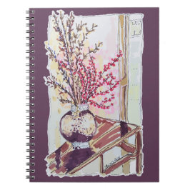 Caderno Espiral Red Plum Blossoms