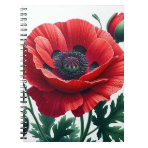 Caderno Espiral Red Poppy Floral