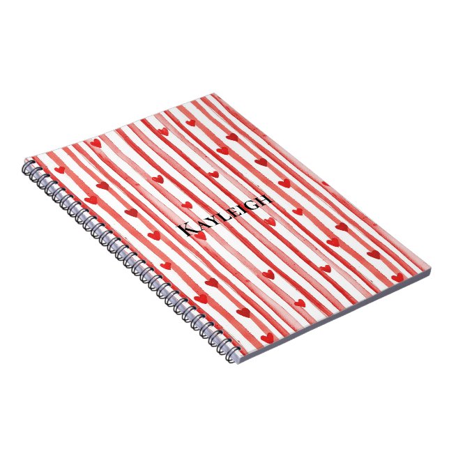 Caderno Espiral Red Stripes & Hearts (Lado Direito)