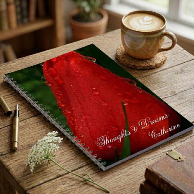 Caderno Espiral Red Tulip Macro Photo Personalized Notebook Journa (Criador carregado)