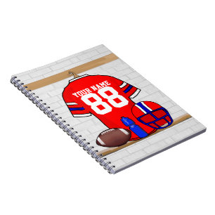 Caderno Espiral Red White Blue Football Jersey personalizado
