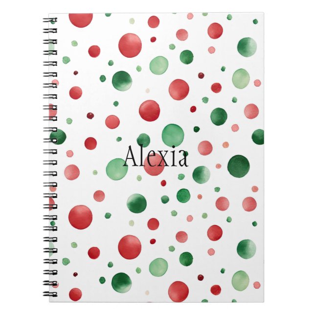 Caderno Espiral Red White Green Dots Christmas (Frente)