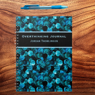 Caderno Espiral Redemoinhos em Azul Claro Água Turquesa e Preto Im