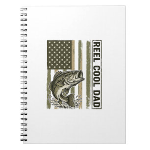 Caderno Espiral Reel Cool Dad Bass Fishing Flag Vector Design_1