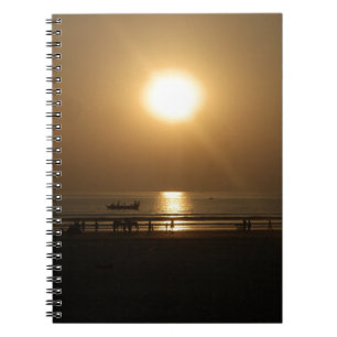Caderno Espiral Reflexão Sunset no Verão ouro na Praia