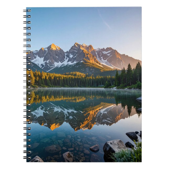 Caderno Espiral Reflexo do Lago da Montanha (Frente)