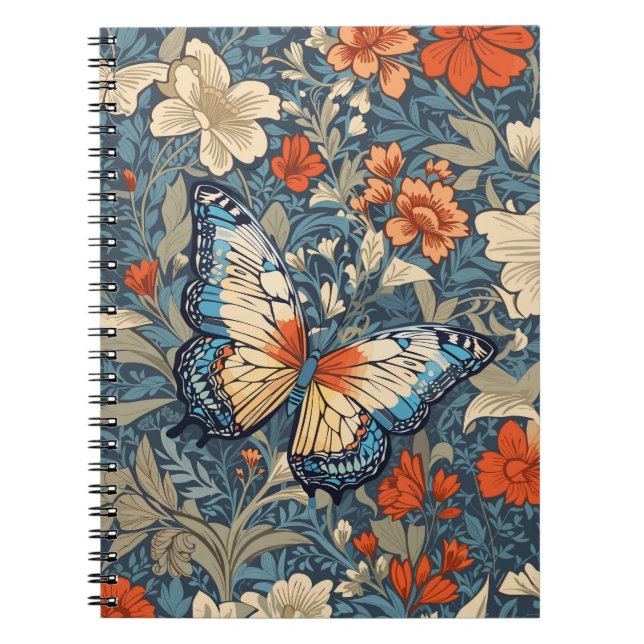Caderno Espiral Regal Butterfly Amidst William Morris Floral (Frente)