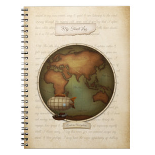 Caderno Espiral Registro de Viagens de Diários de Mapa Steampunk 