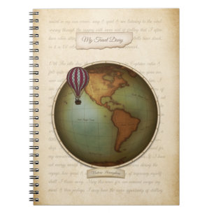Caderno Espiral Registro de Viagens personalizado do Diário do ma