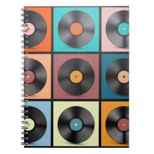 Caderno Espiral Registros de vinil. Retro LP Discos Set vintage Il
