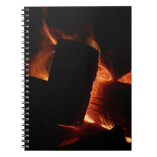 Caderno Espiral Registros na fotografia de fogo quente da Lareira
