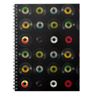 Caderno Espiral Registros retros do vinil 45 do vintage