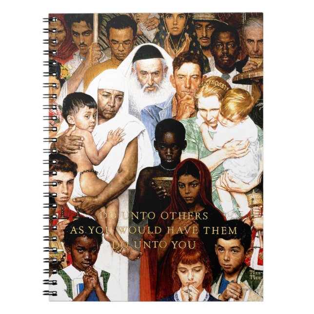 Caderno Espiral Regra do ouro (Do to other) por Norman Rockwell (Frente)