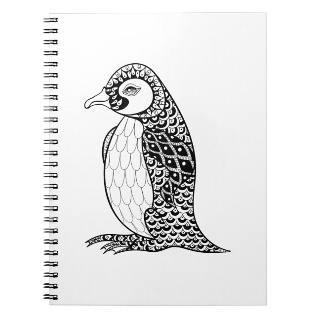 Caderno Espiral Rei pinguim artístico Zendoodle (Frente)