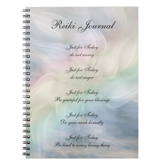 Caderno Espiral Reiki Principles design (Frente)