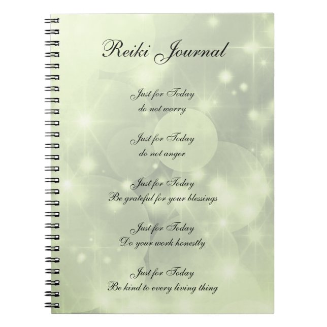 Caderno Espiral Reiki Principles sparkly design (Frente)