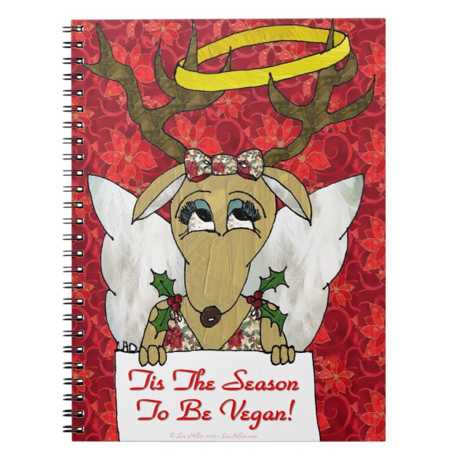 Caderno Espiral Reindeer Angel Tis A Época de Ser Vegan (Frente)