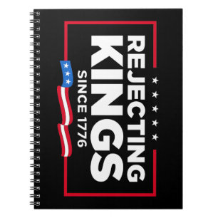 Caderno Espiral Rejeitando Reis desde 1776 Bandeira Patriótica dos