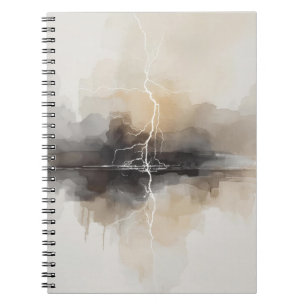 Caderno Espiral Relâmpago Abstrato em Tons Neutros Impressão