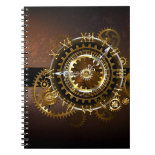 Caderno Espiral Relógio a vapor com engrenagens antigas
