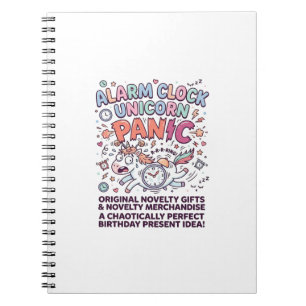Caderno Espiral Relógio Alarme Unicórnio Pânico Unicórnio Tipograf