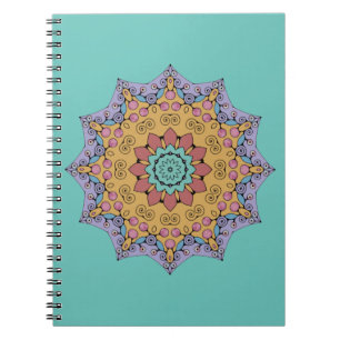 Caderno Espiral Relógio com Mandala Pintada à Mão 1