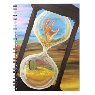 Caderno Espiral Relógio de Areia Surreal Memento Mori Arte Gótica