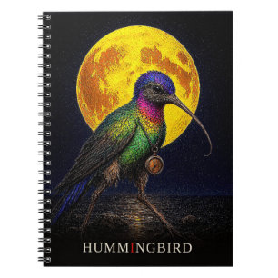 Caderno Espiral Relógio de Bolso Beija-flor gótico Surrealista