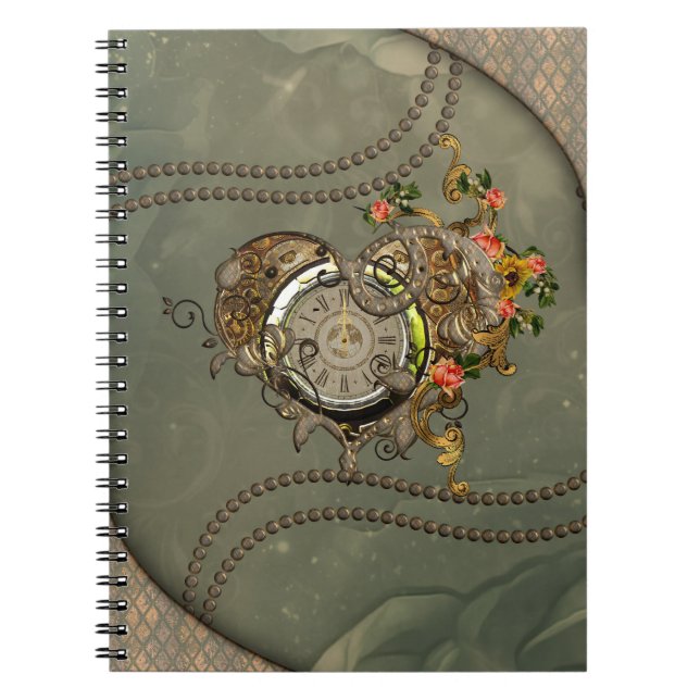 Caderno Espiral Relógio maravilhoso de steampunk (Frente)