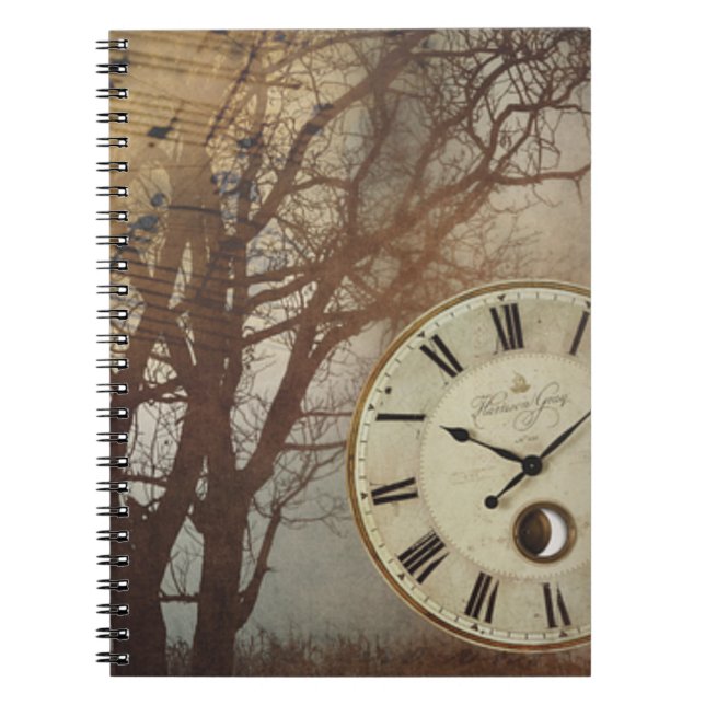 Caderno Espiral Relógio Musical e Árvore (Frente)