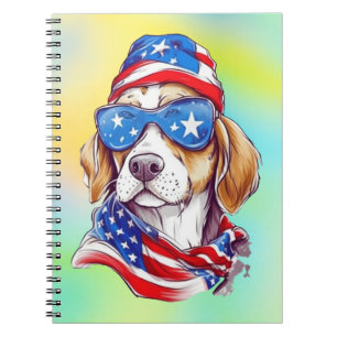 Caderno Espiral Relógio Redondo 4 de Julho Cachorro Sublimação-663