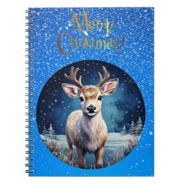 Caderno Espiral Rena com saudação de coroa de Natal alegre