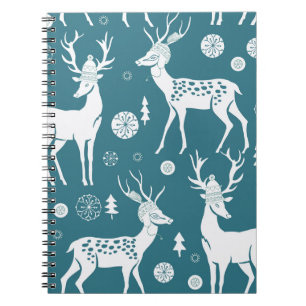 Caderno Espiral renas de Natal em matrizes vagabundas,renas,vin