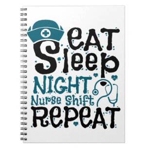 Caderno Espiral Repetir Repetição de Enfermeiro Noturno de Dormênc